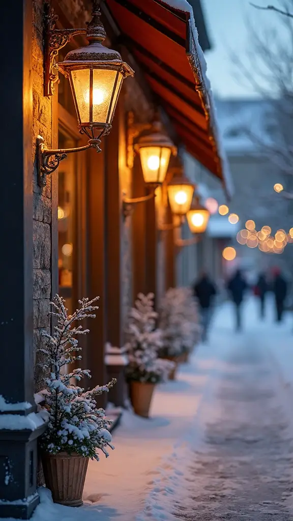 welcoming winter wonderland with holiday lighting