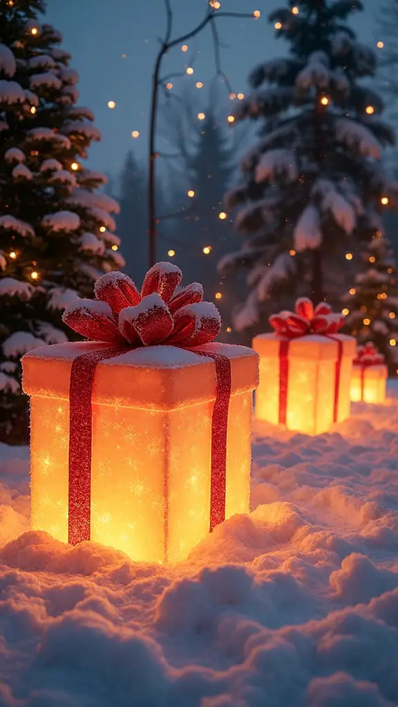 whimsical present filled christmas landscape display