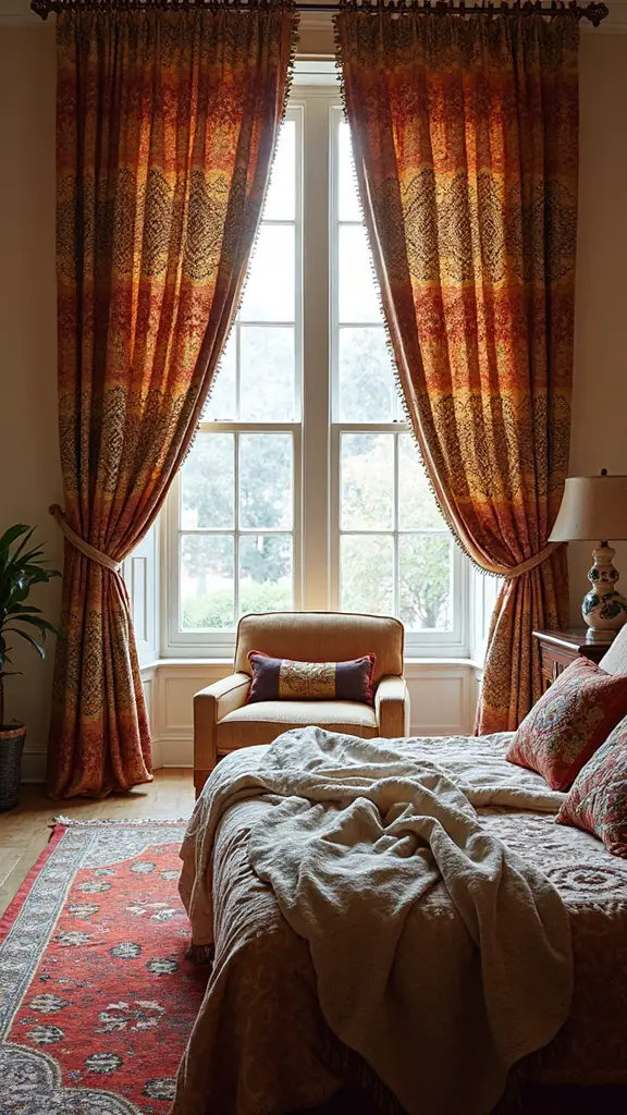 worldly bohemian bedroom window decor