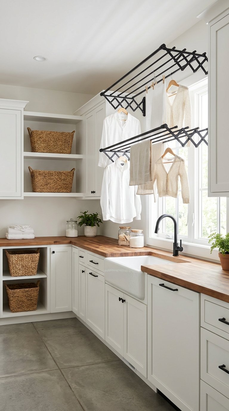 12 Laundry Room Hanging Ideas for Efficient Drying Space