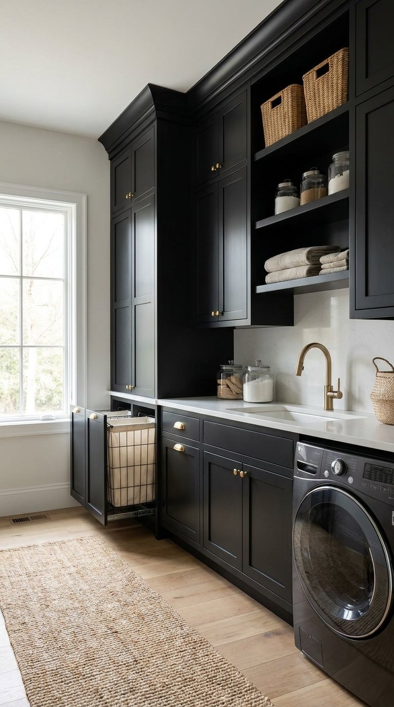 12 Sleek Black Laundry Room Ideas for Bold, Modern Style