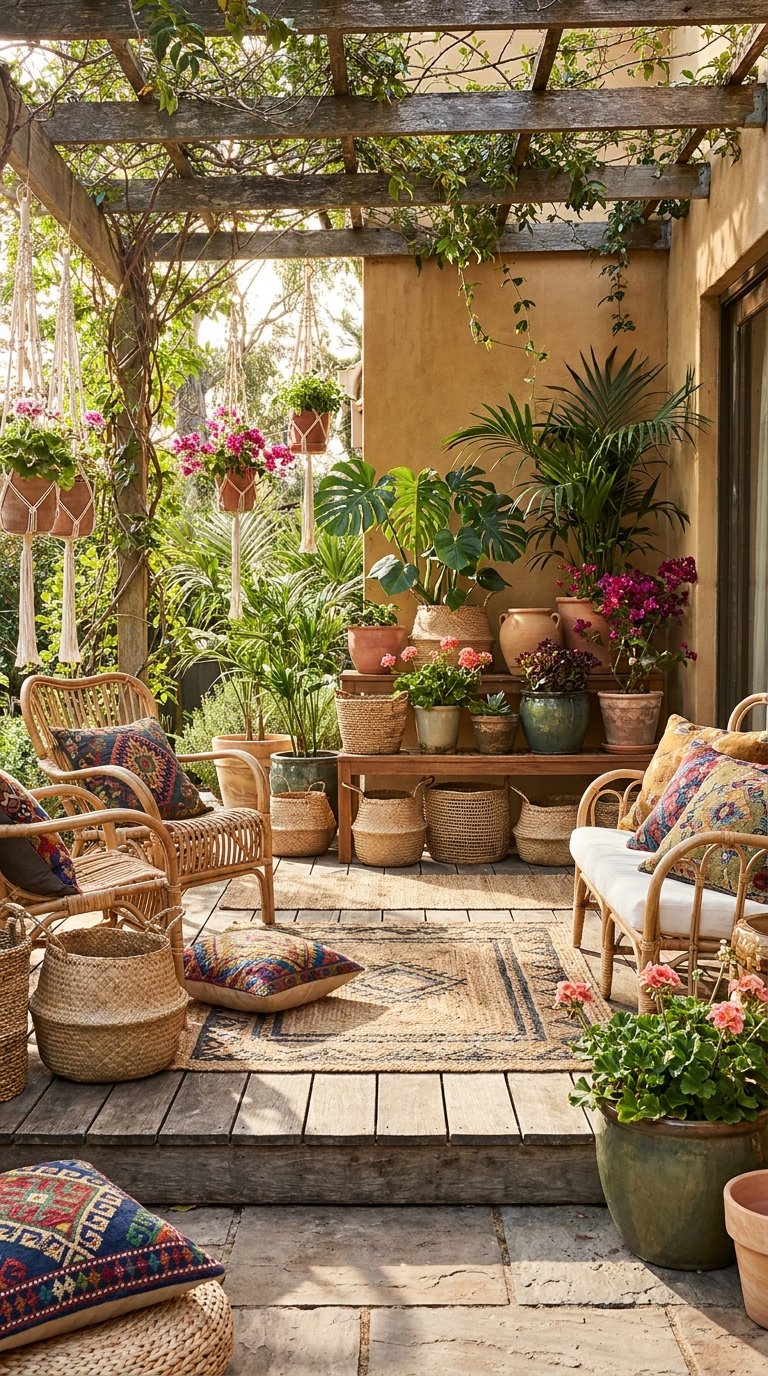 10 Boho Boho Patio Ideas Full of Color & Texture