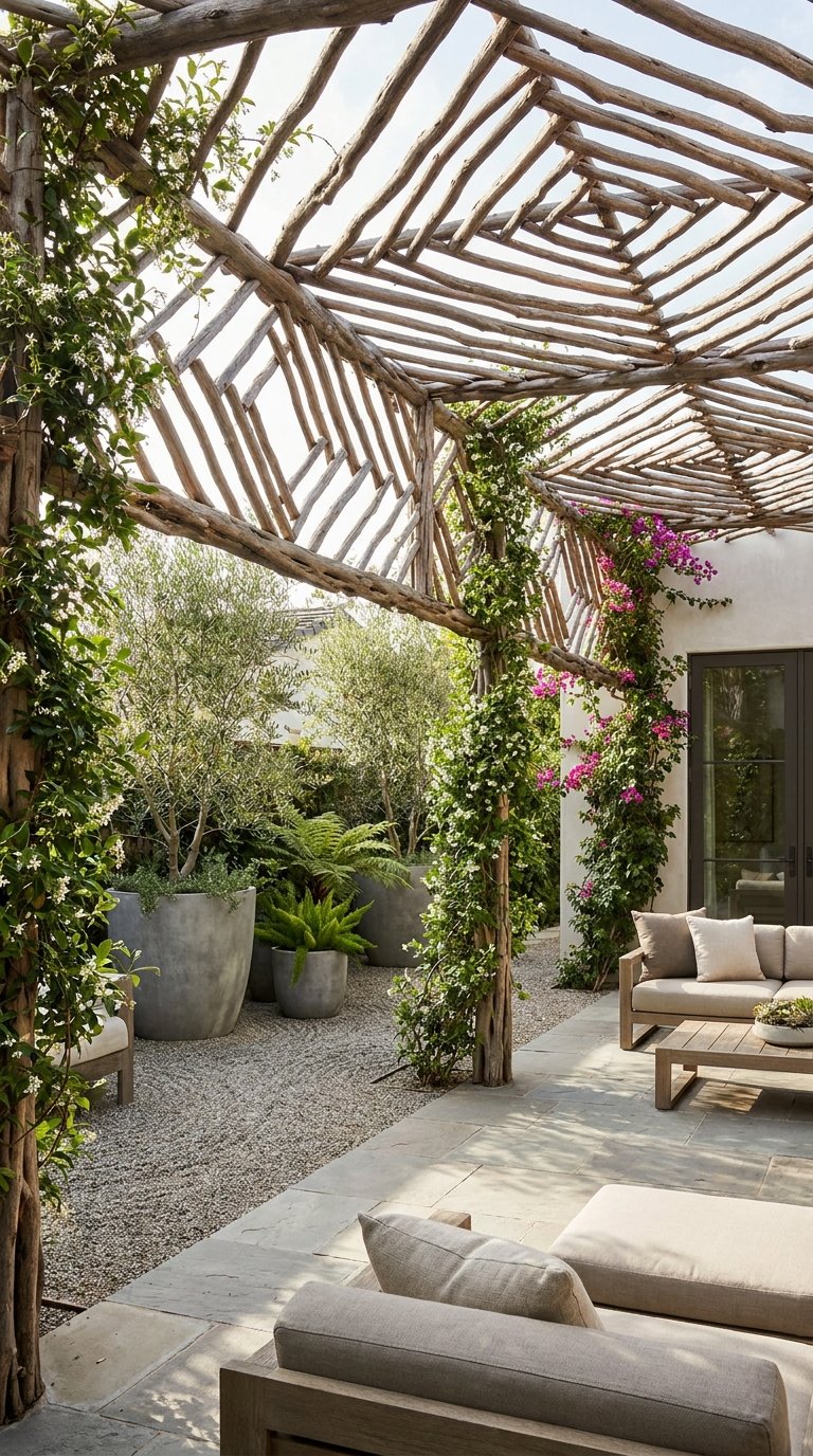 11 Natural Patio Trellis Ideas for Plants & Privacy