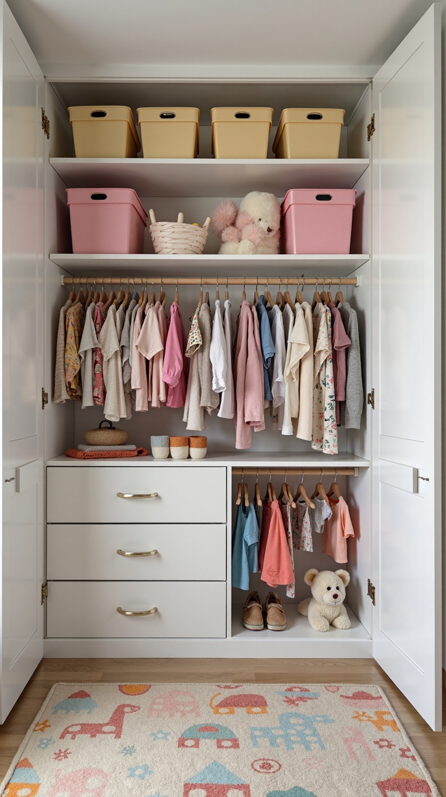 adaptable child friendly closet organization system