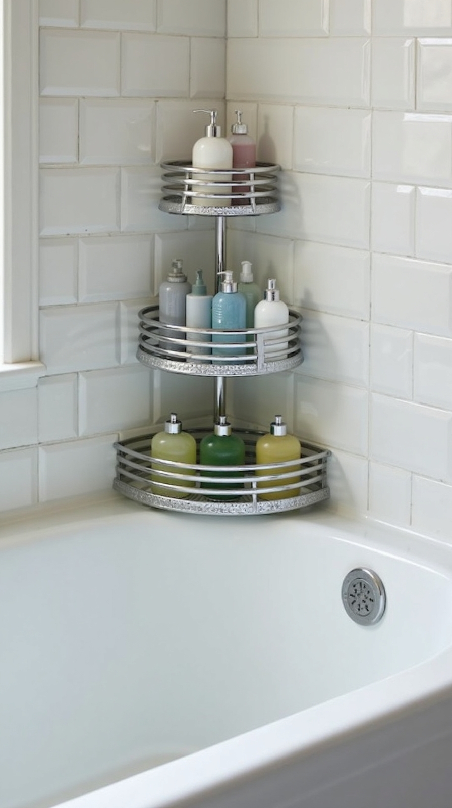 adjustable space saving bathtub edge storage