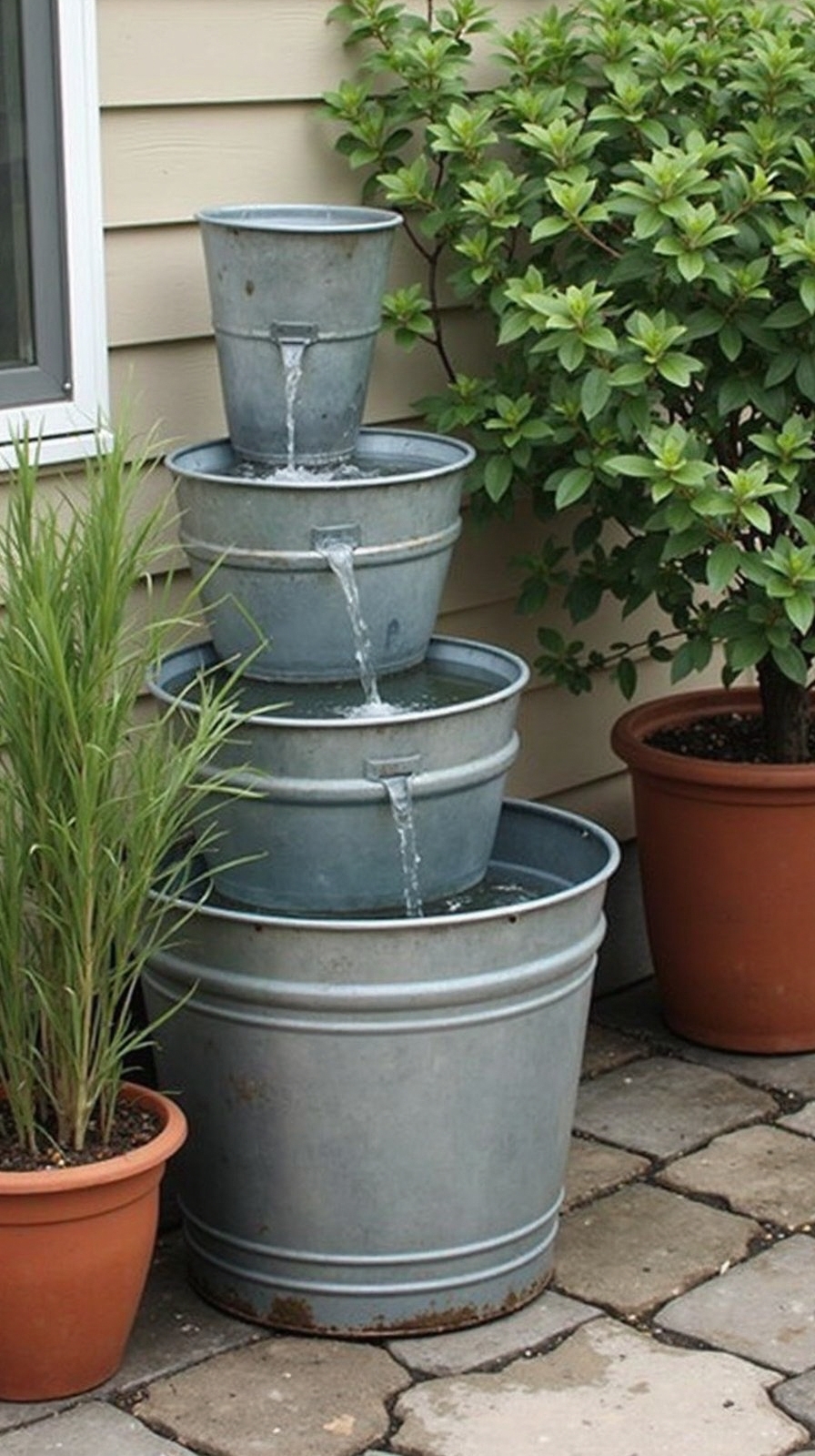 affordable diy galvanized bucket water feature