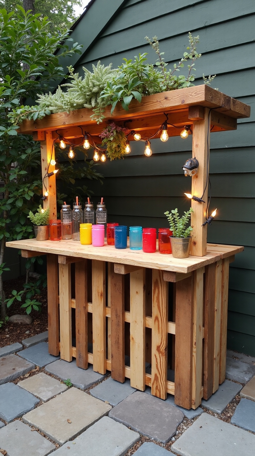 affordable outdoor bar from pallets