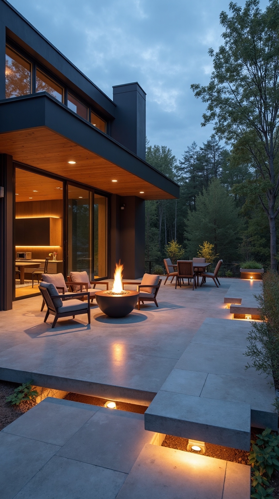 architectural fire feature concrete patio