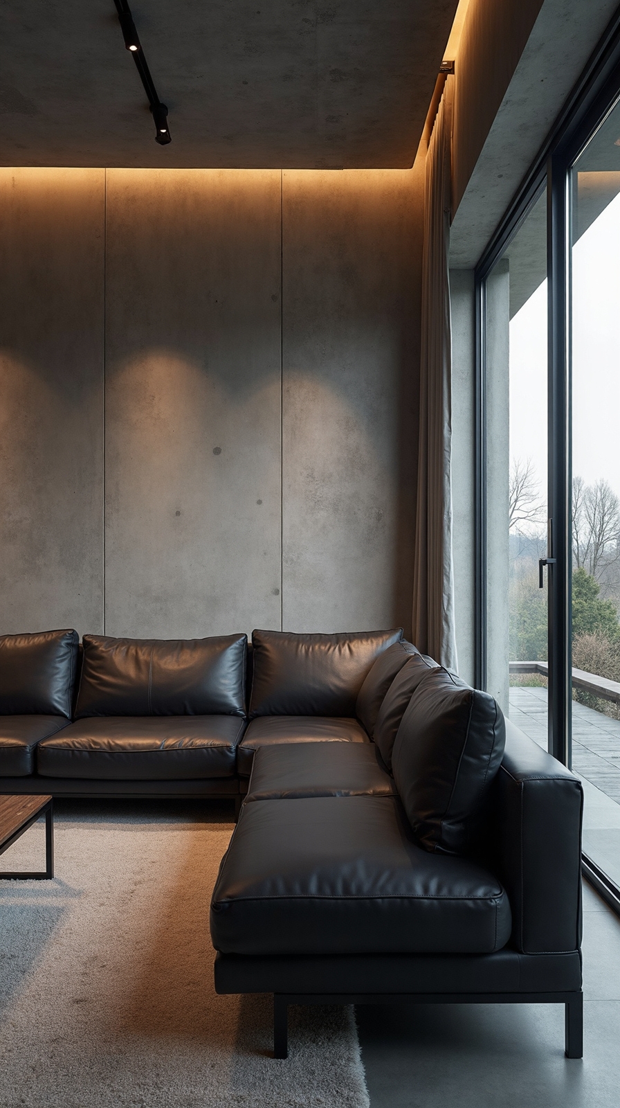 architectural lighting accentuates couch s bold presence