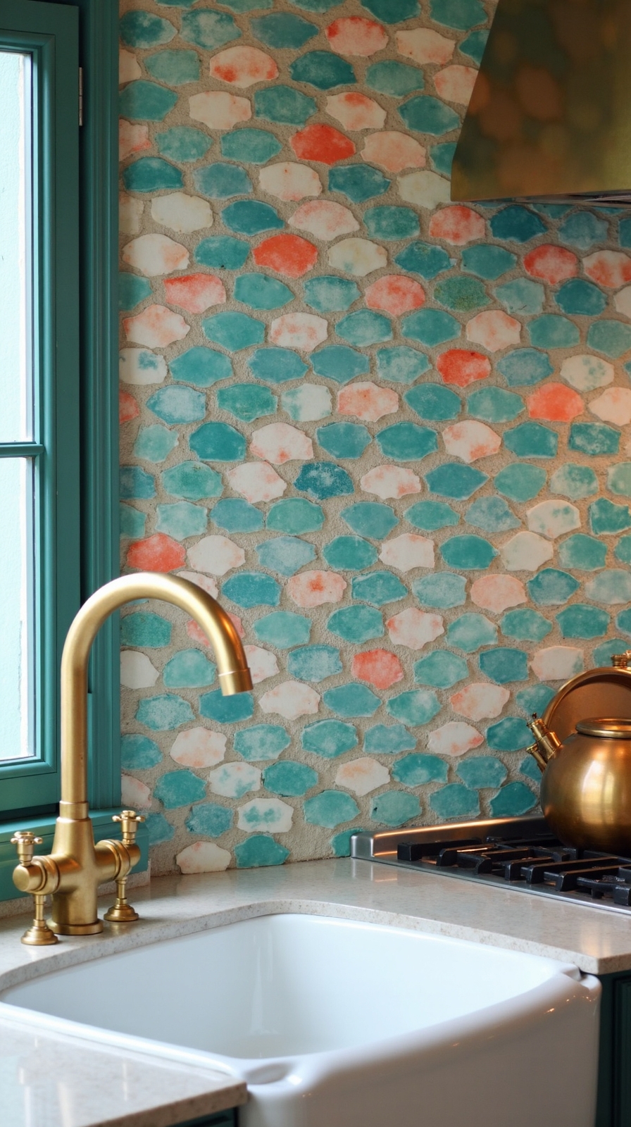 artistic ocean inspired kitchen backsplash