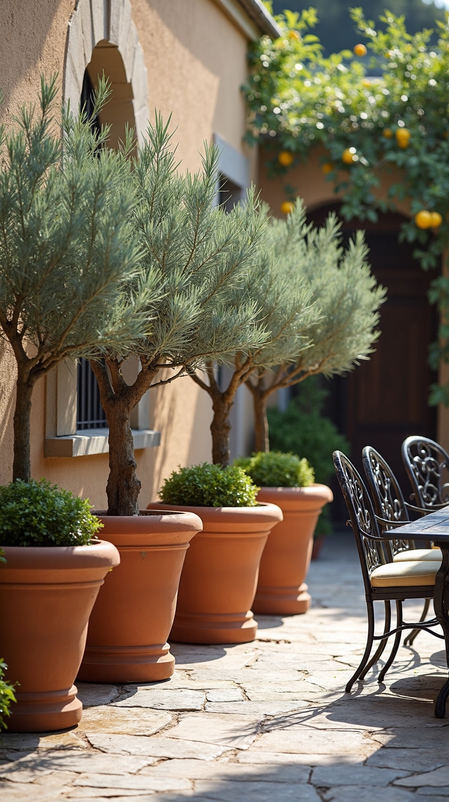 authentic mediterranean patio container plantings