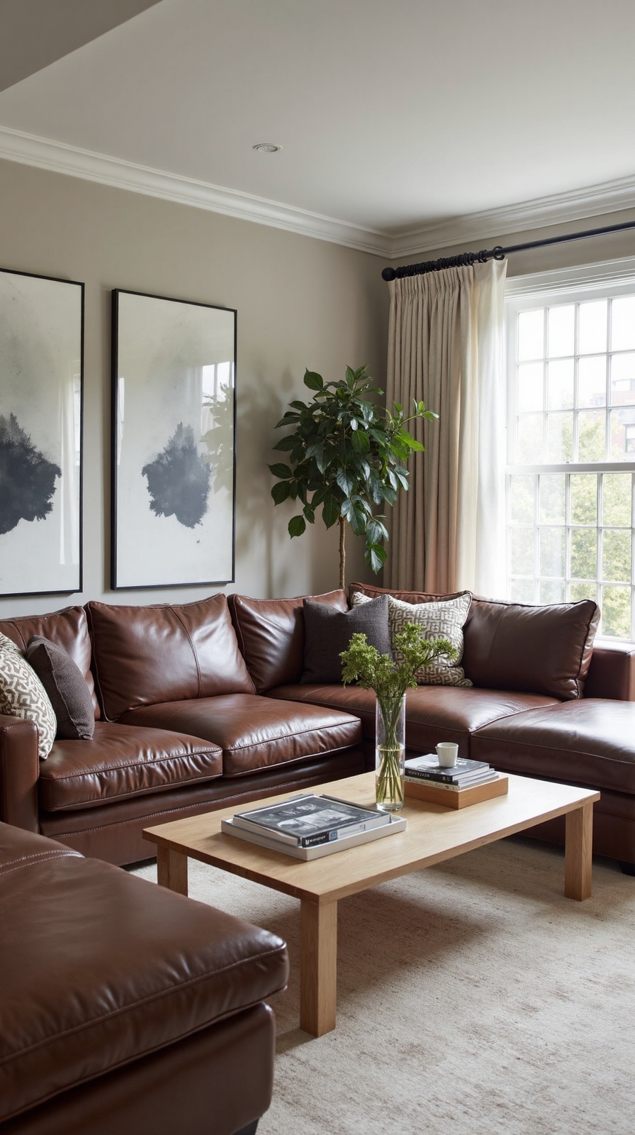balanced leather wood furniture pairing