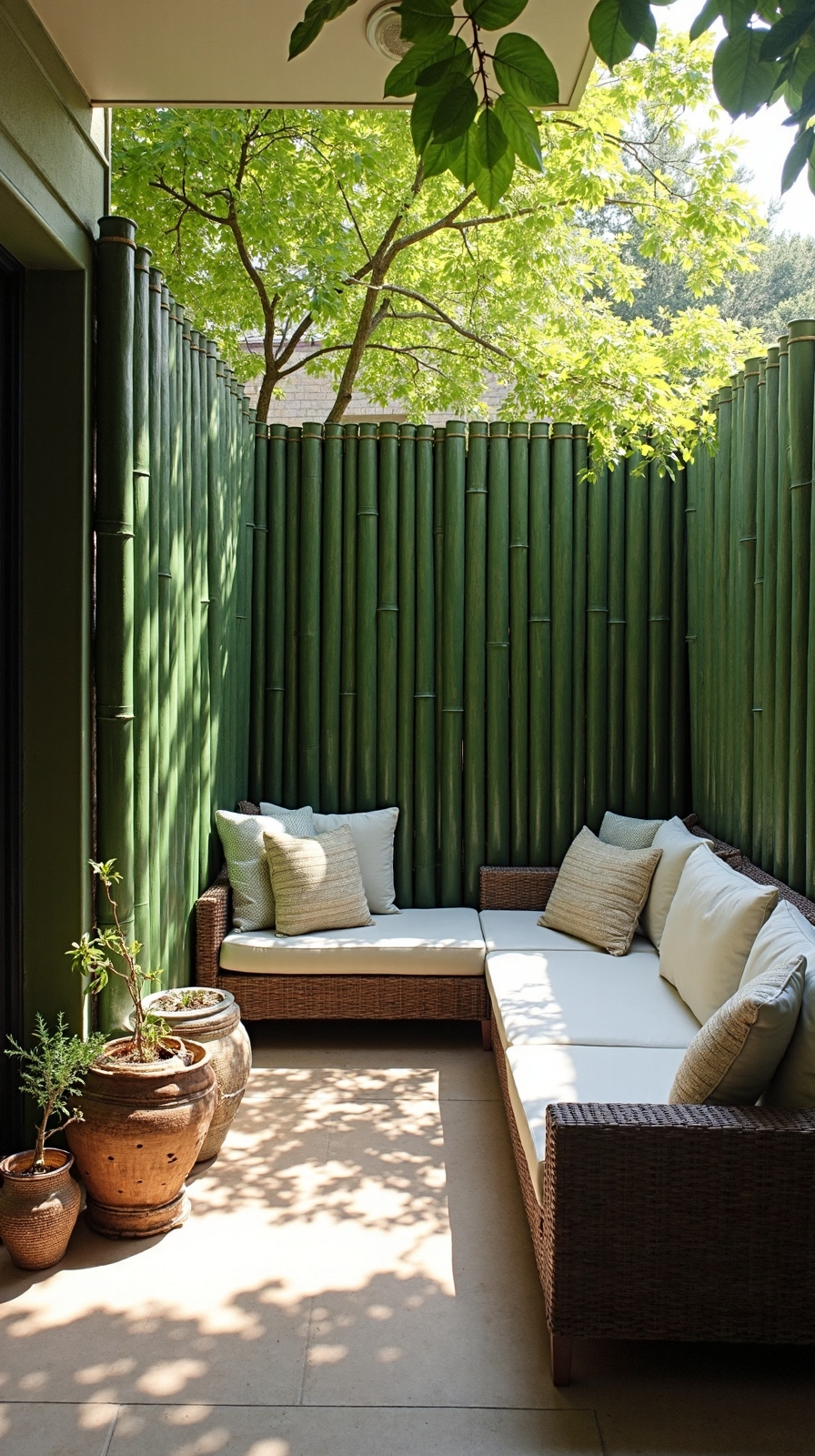 bamboo screens create private retreats