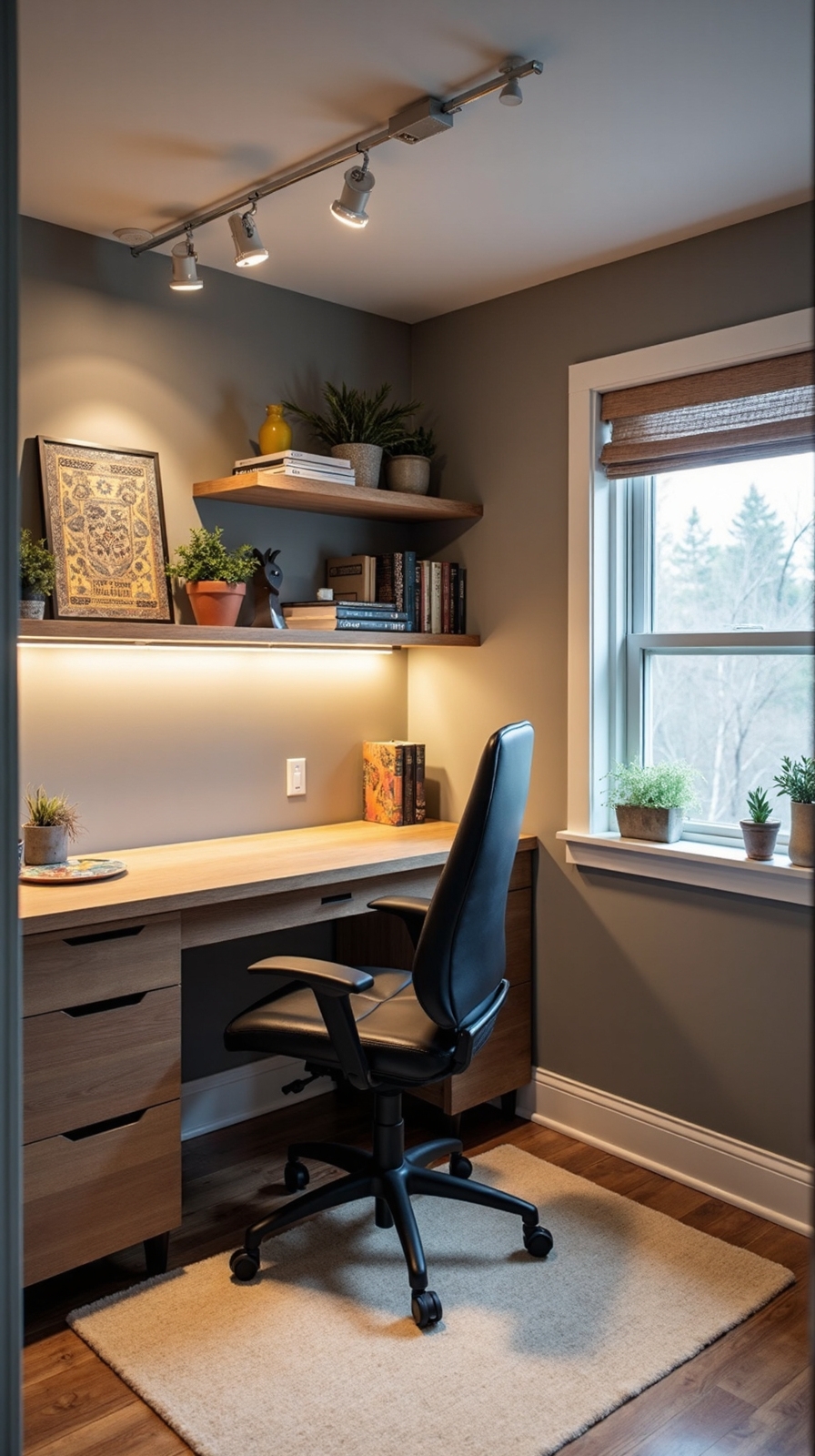 basement corner office lighting solutions