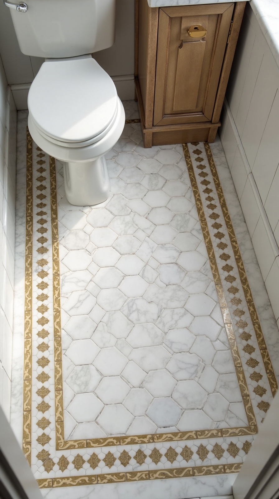 bathroom floor decorative border inlays
