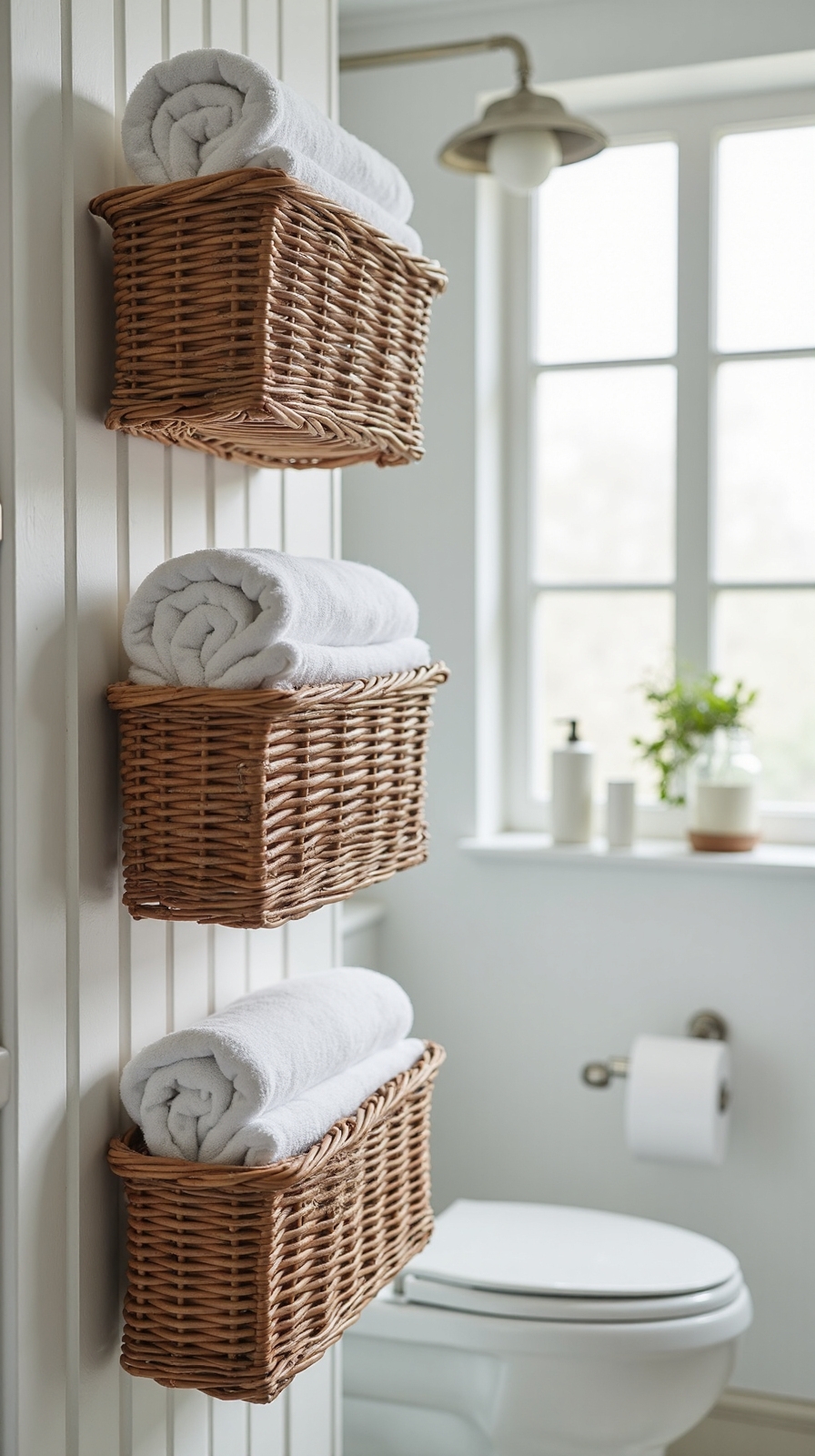 bathroom wall mounted towel storage baskets