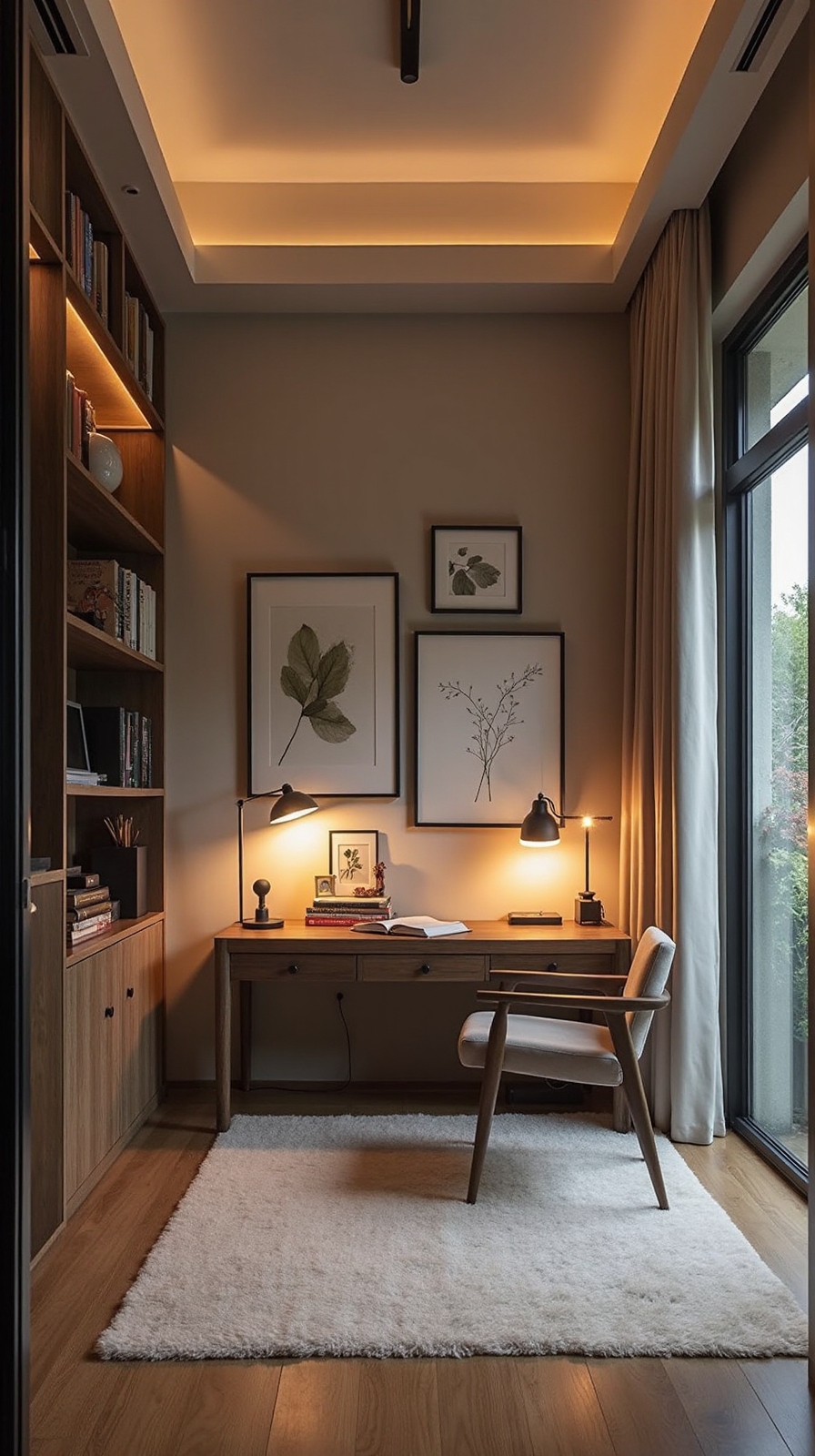beautifully lit home office ambience