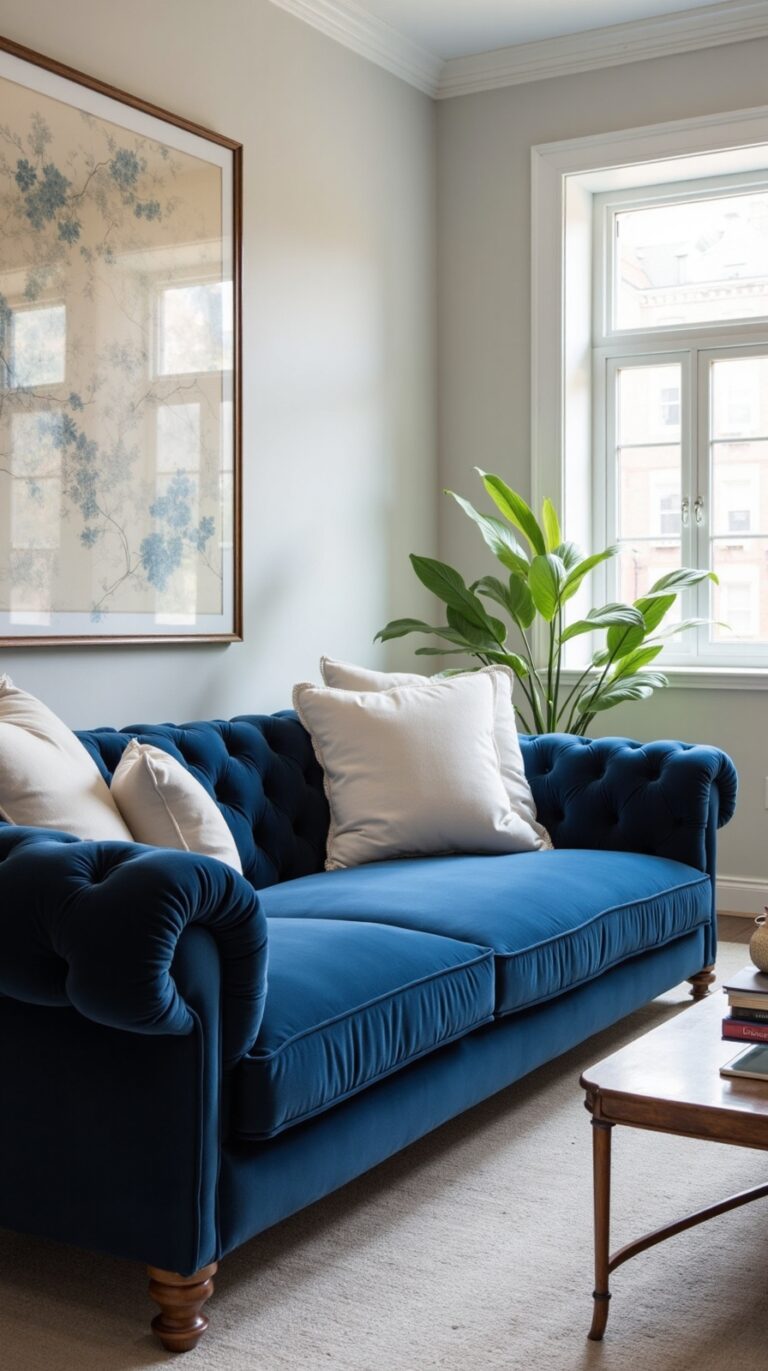 blue couch brightens spaces