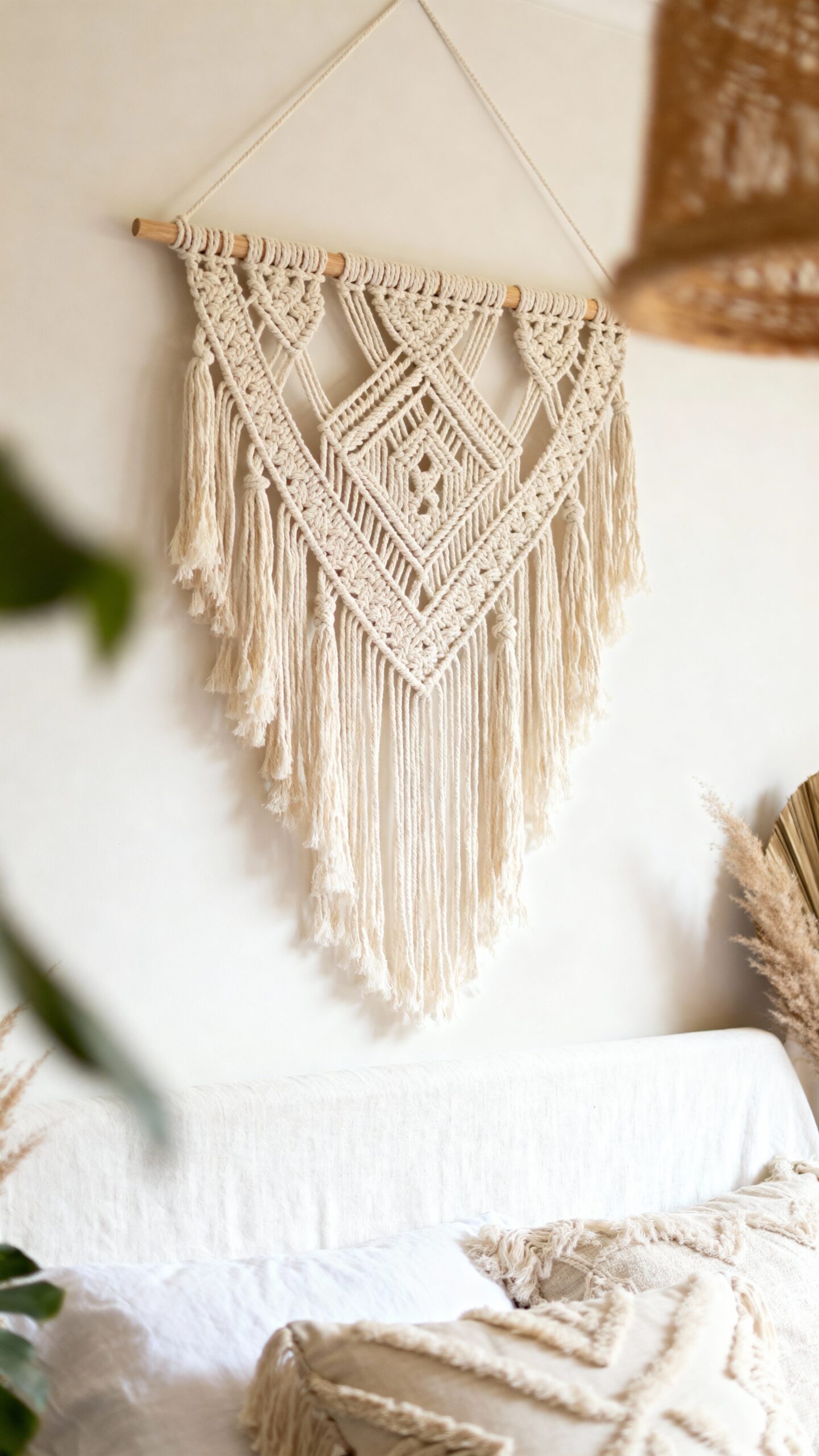 bohemian textured macrame wall art