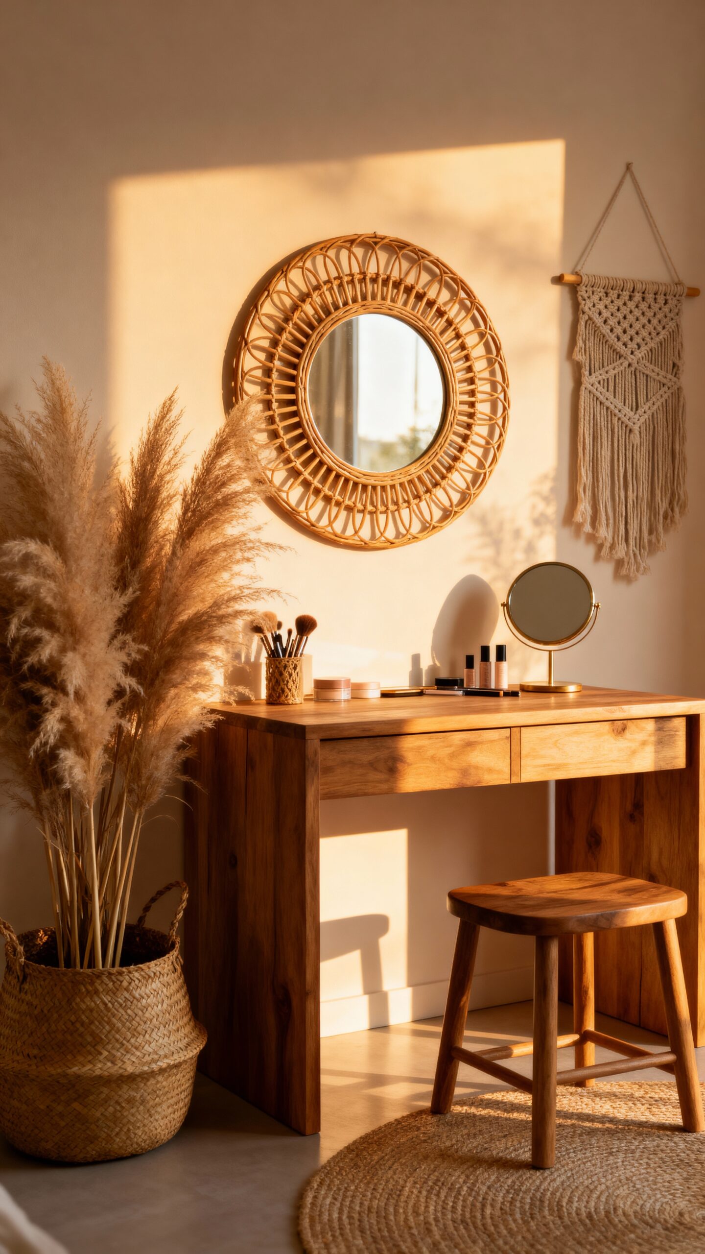 bohemian vanity with natural elements