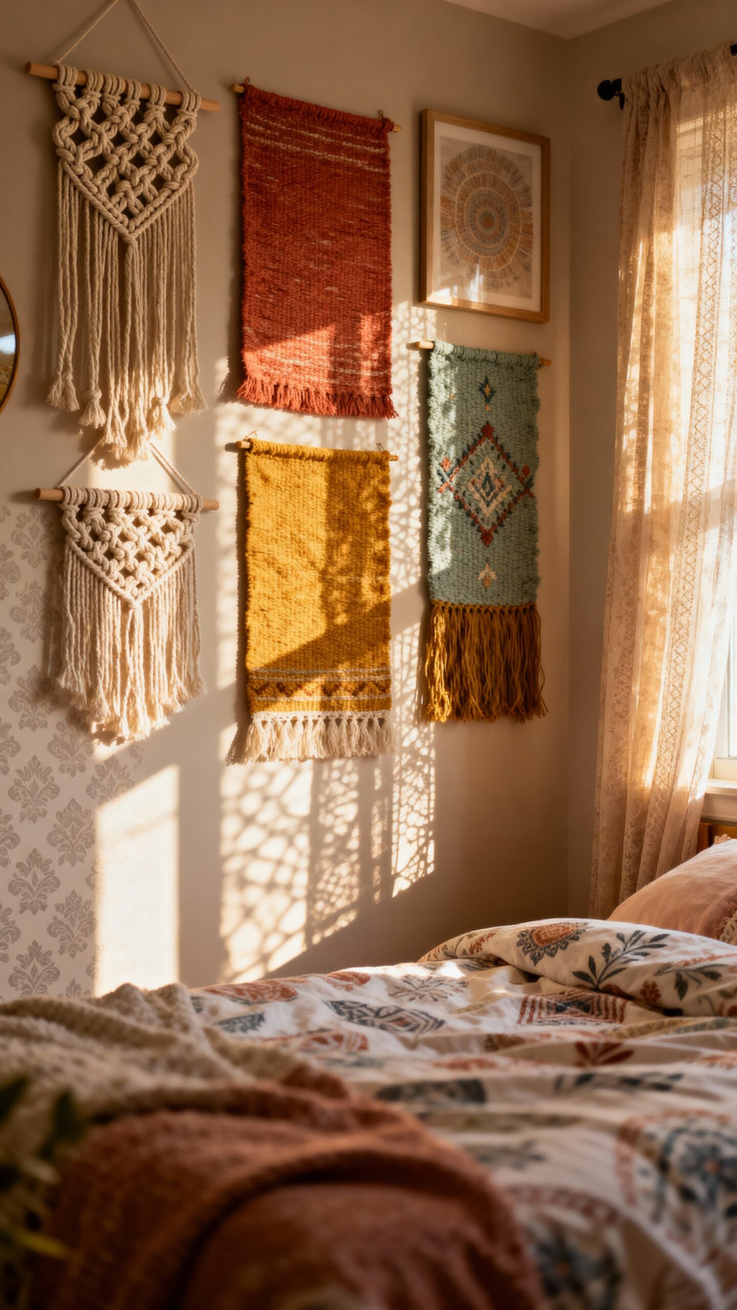 boho gallery wall macram woven art