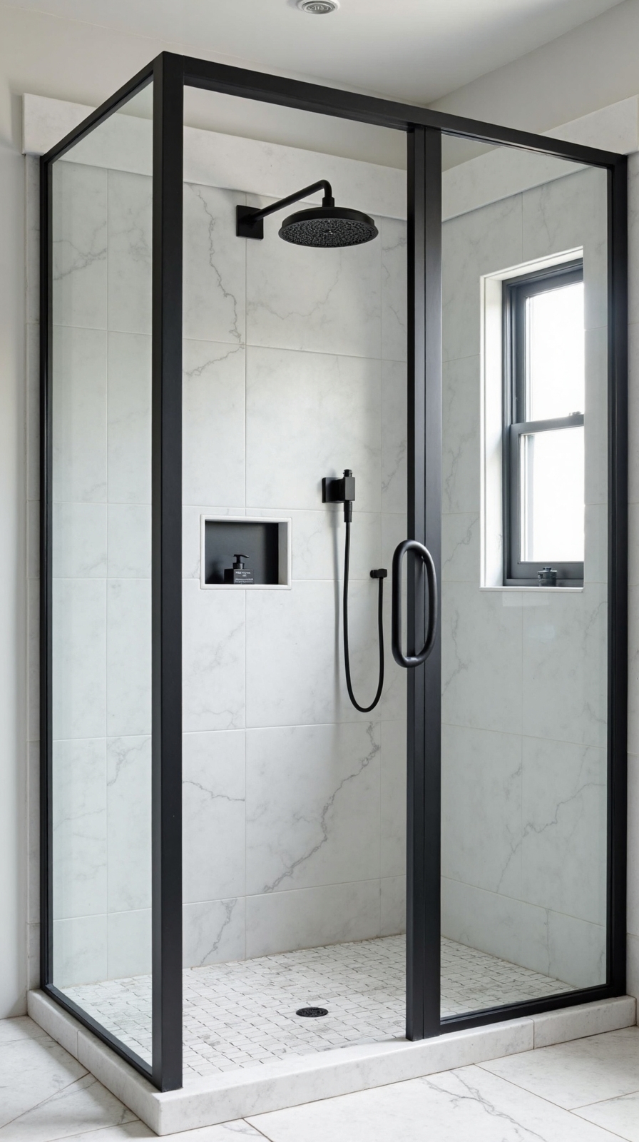 bold architectural shower focal point