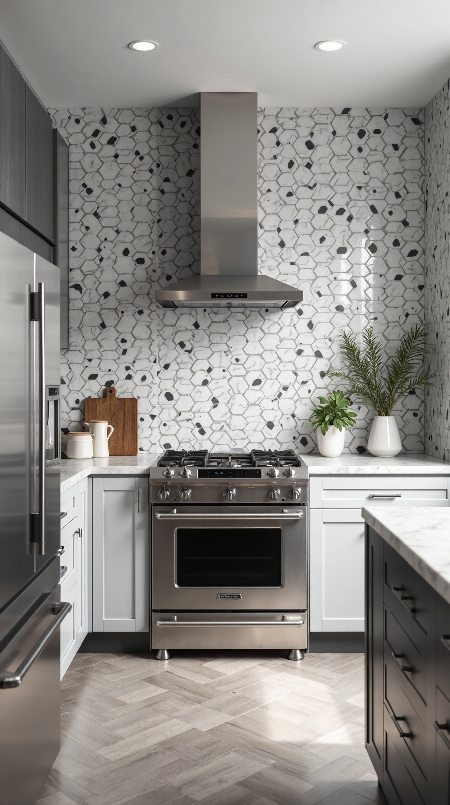 bold geometric kitchen tiles
