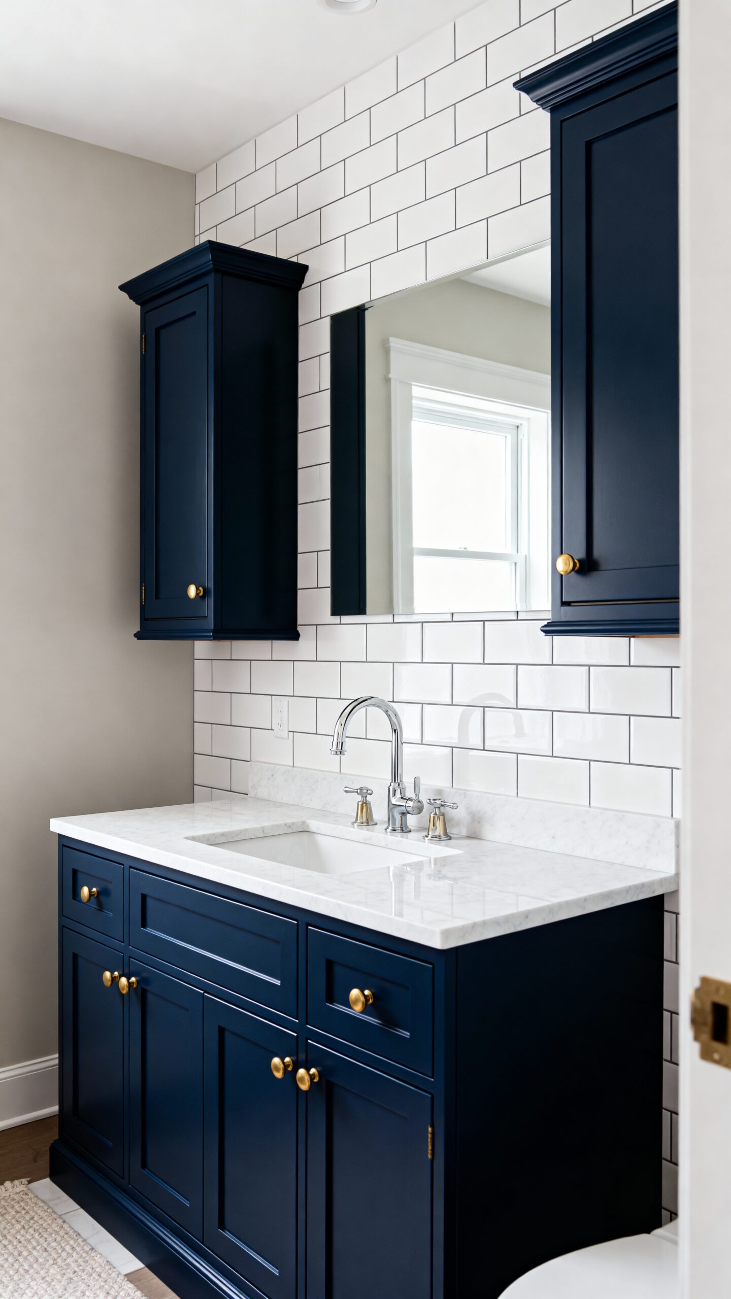 bold sophisticated navy vanity