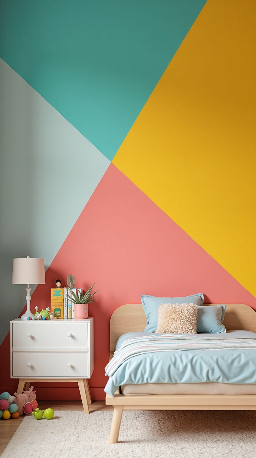boldly distinctive color blocked accent walls