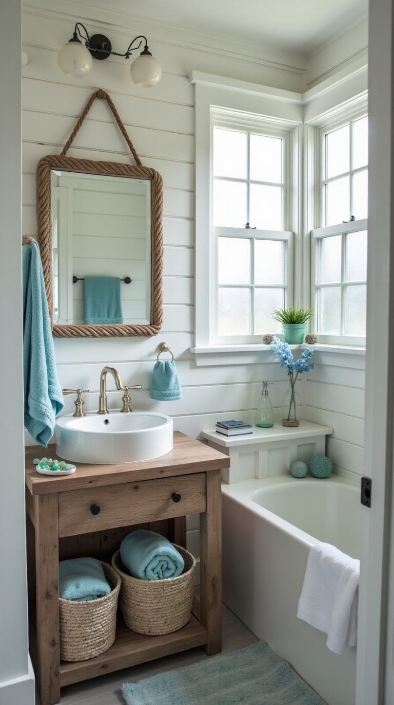 breezy coastal bathroom beach vibes