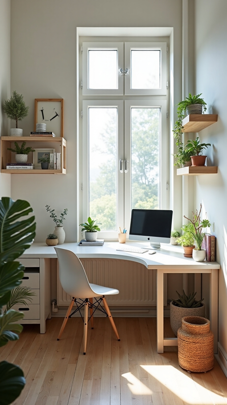 bright airy corner workspace optimization