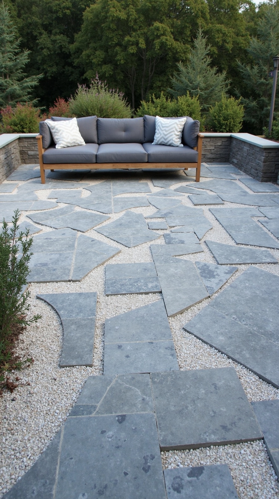 budget friendly bluestone gravel patio layout