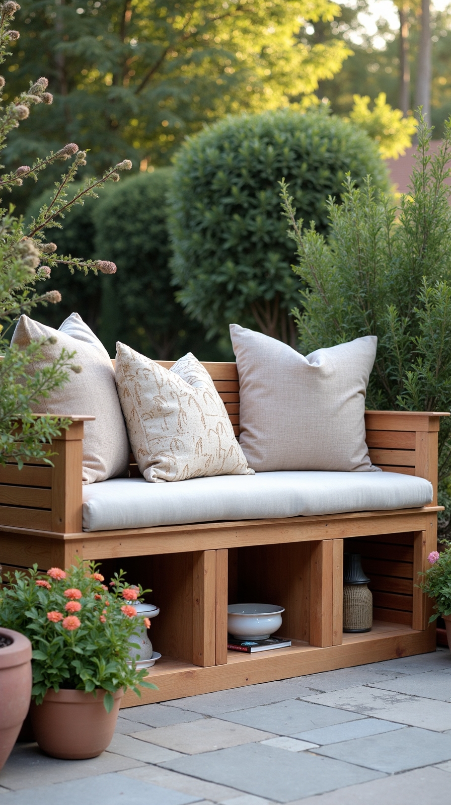 built in storage bench seating