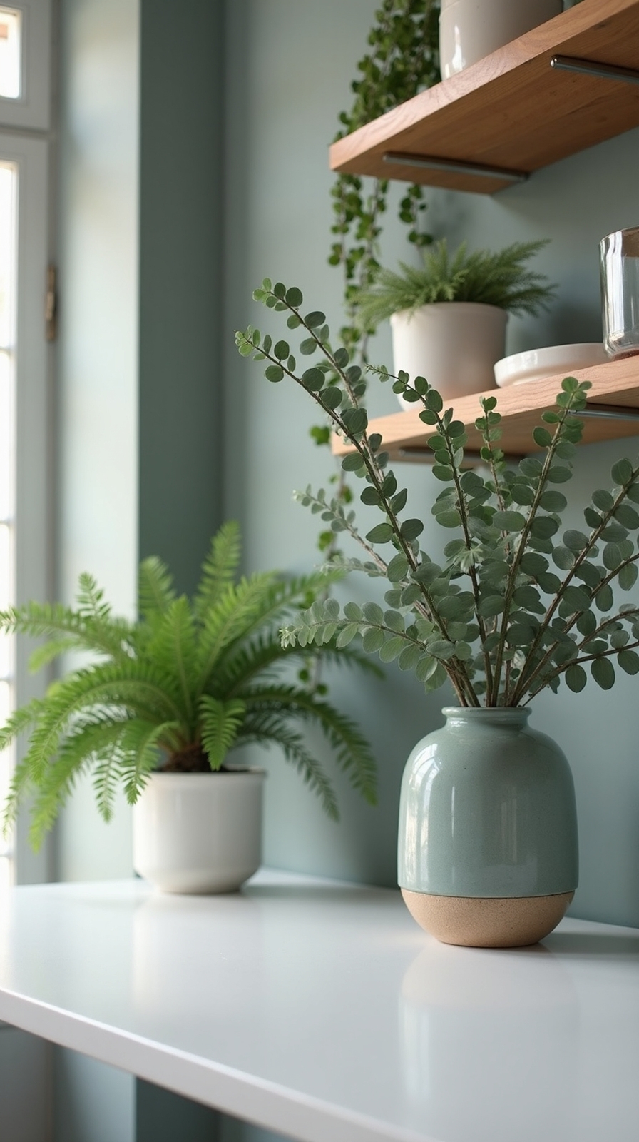 calming sage grey nature inspired office