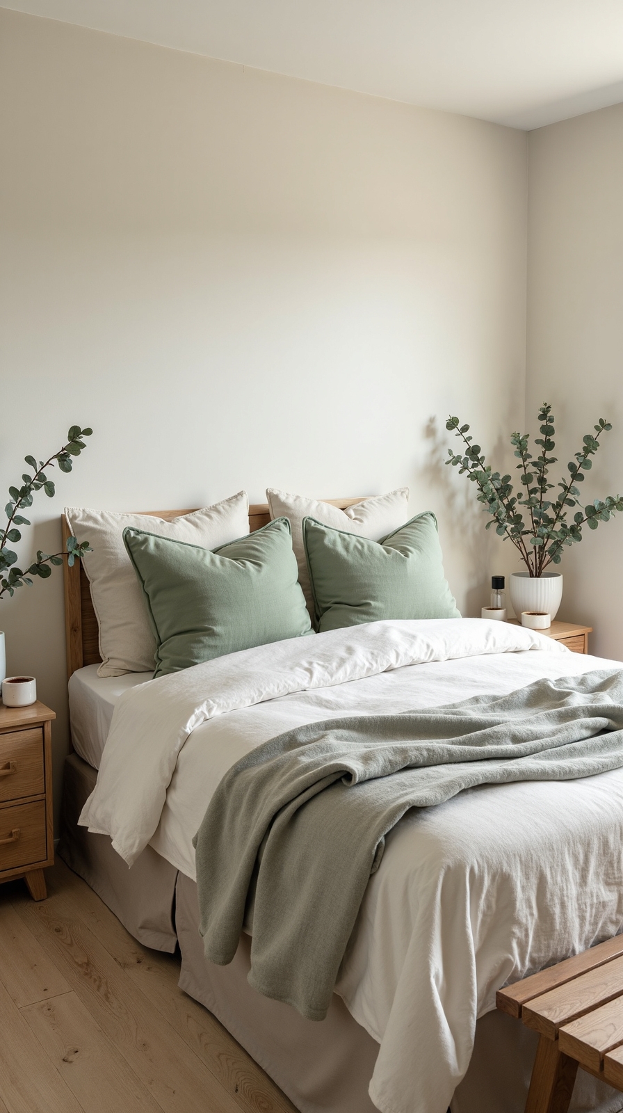 calming sophisticated cream sage bedroom decor