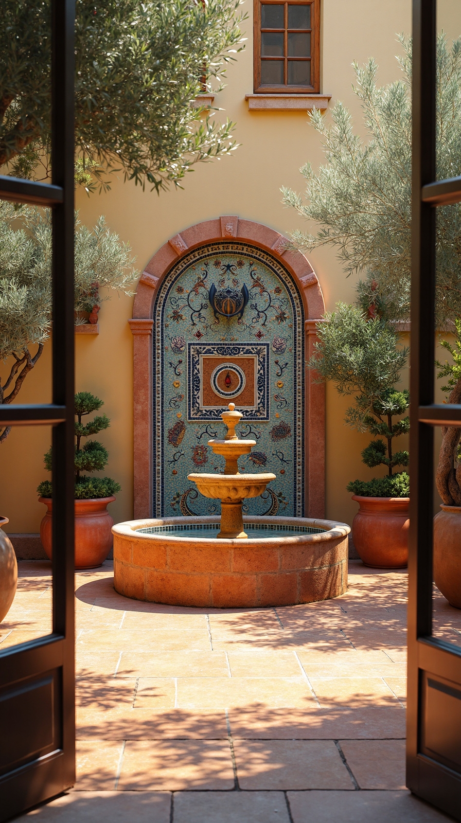 captivating mediterranean mosaic water feature