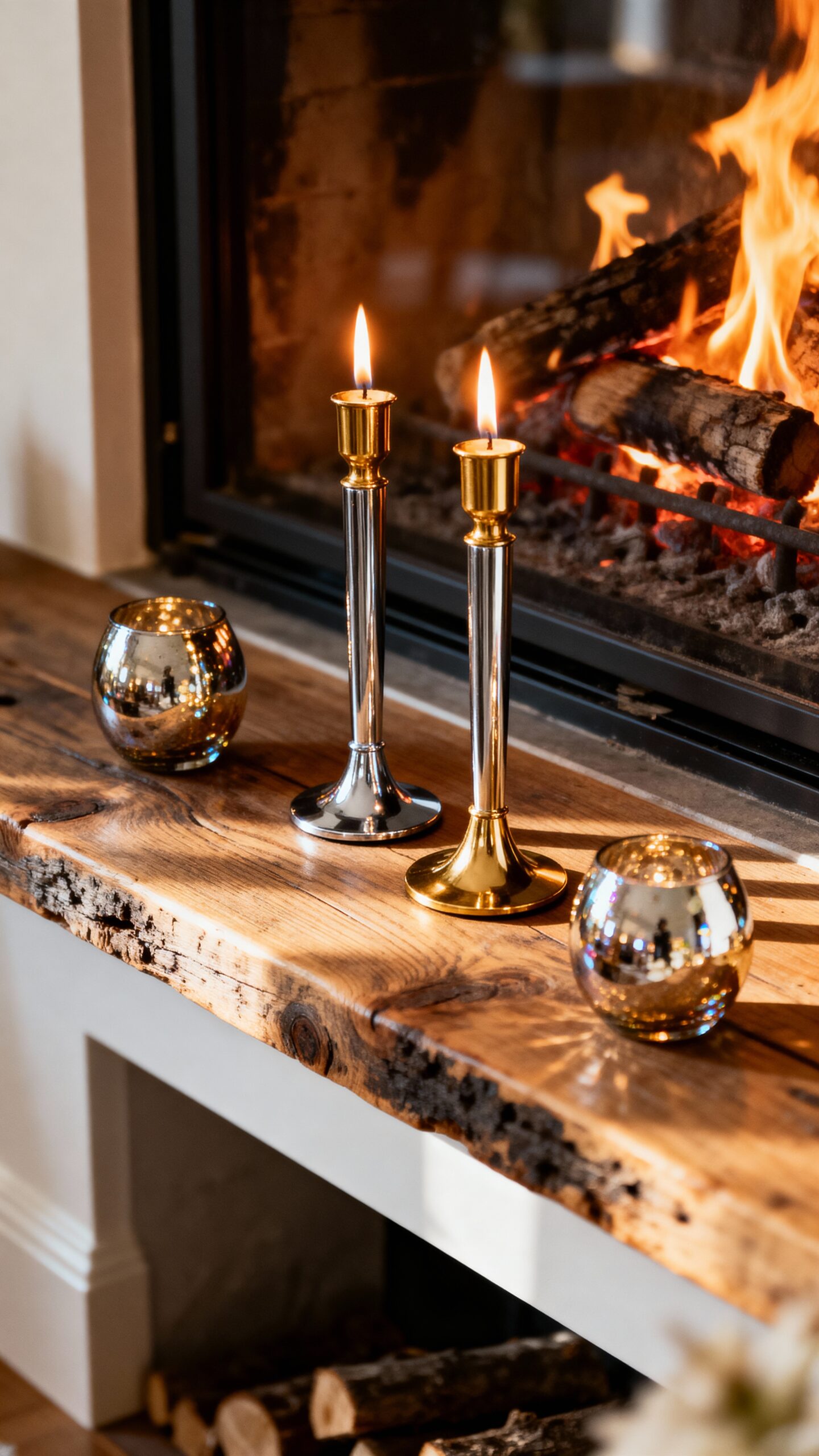captivating metallic fireplace decor sparkle