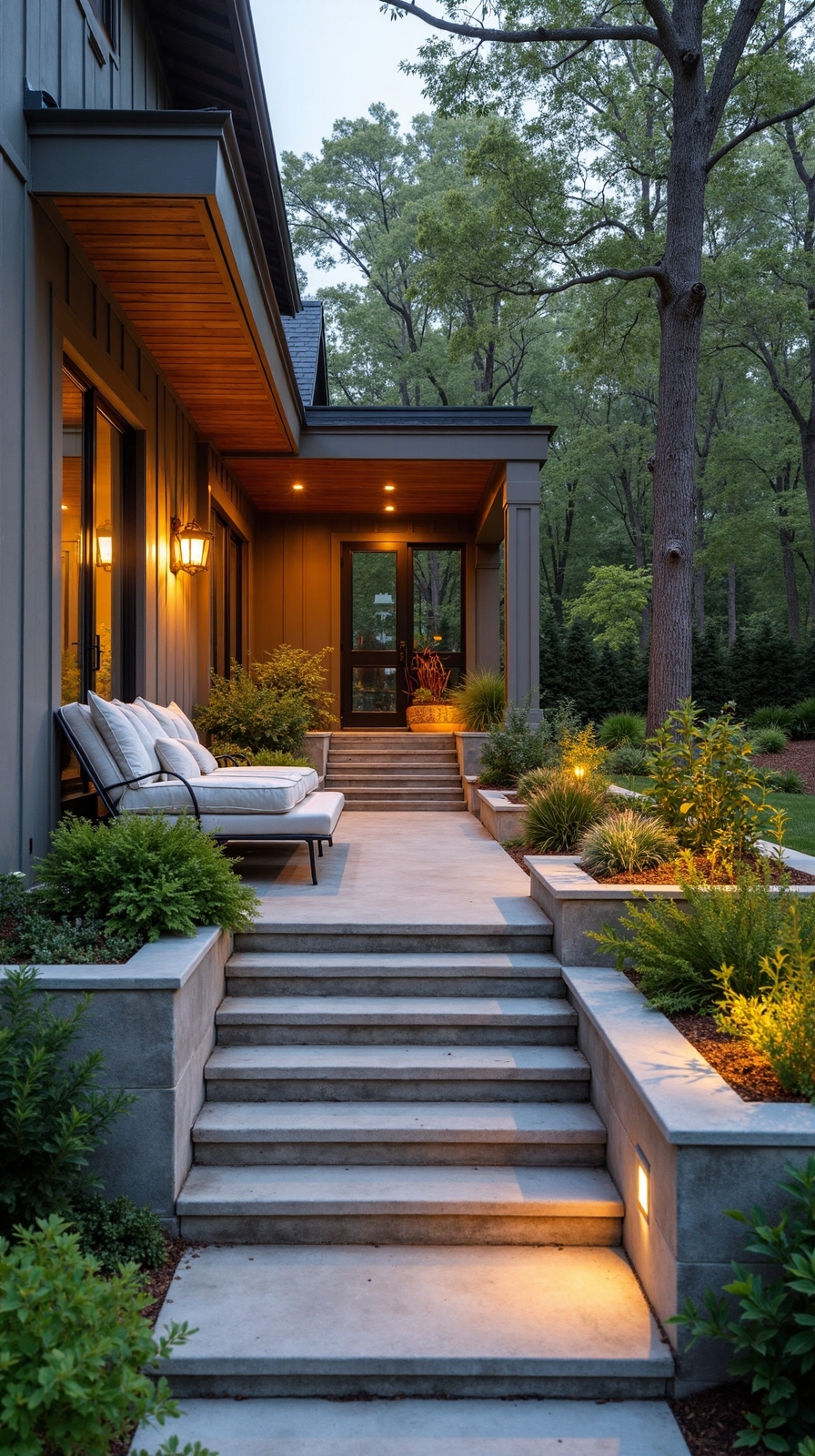 cascading multi level patio seating transformation