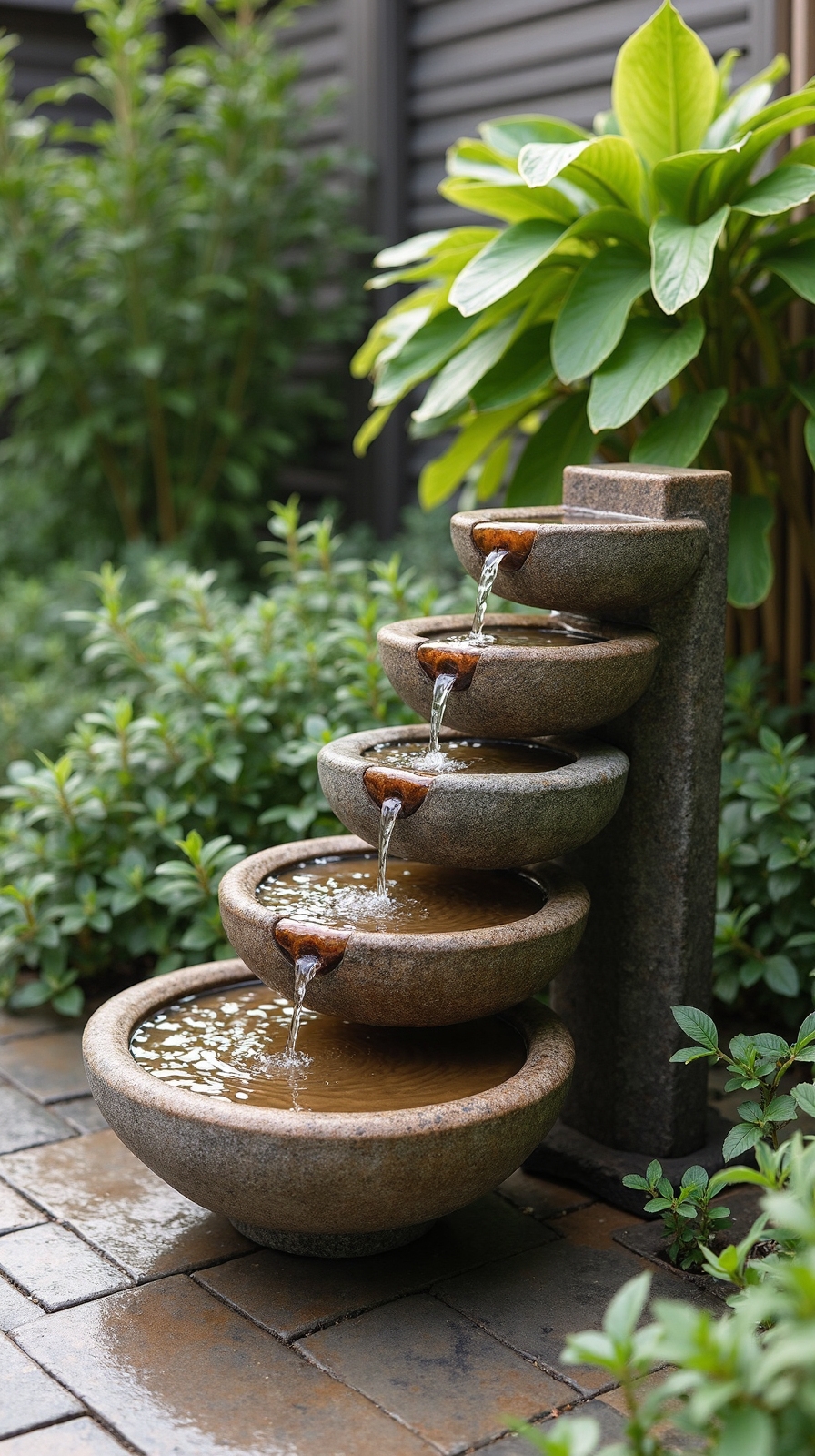cascading recirculating customizable rain chain fountain