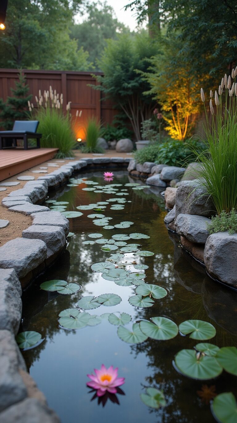 charming patio pond backyard oasis