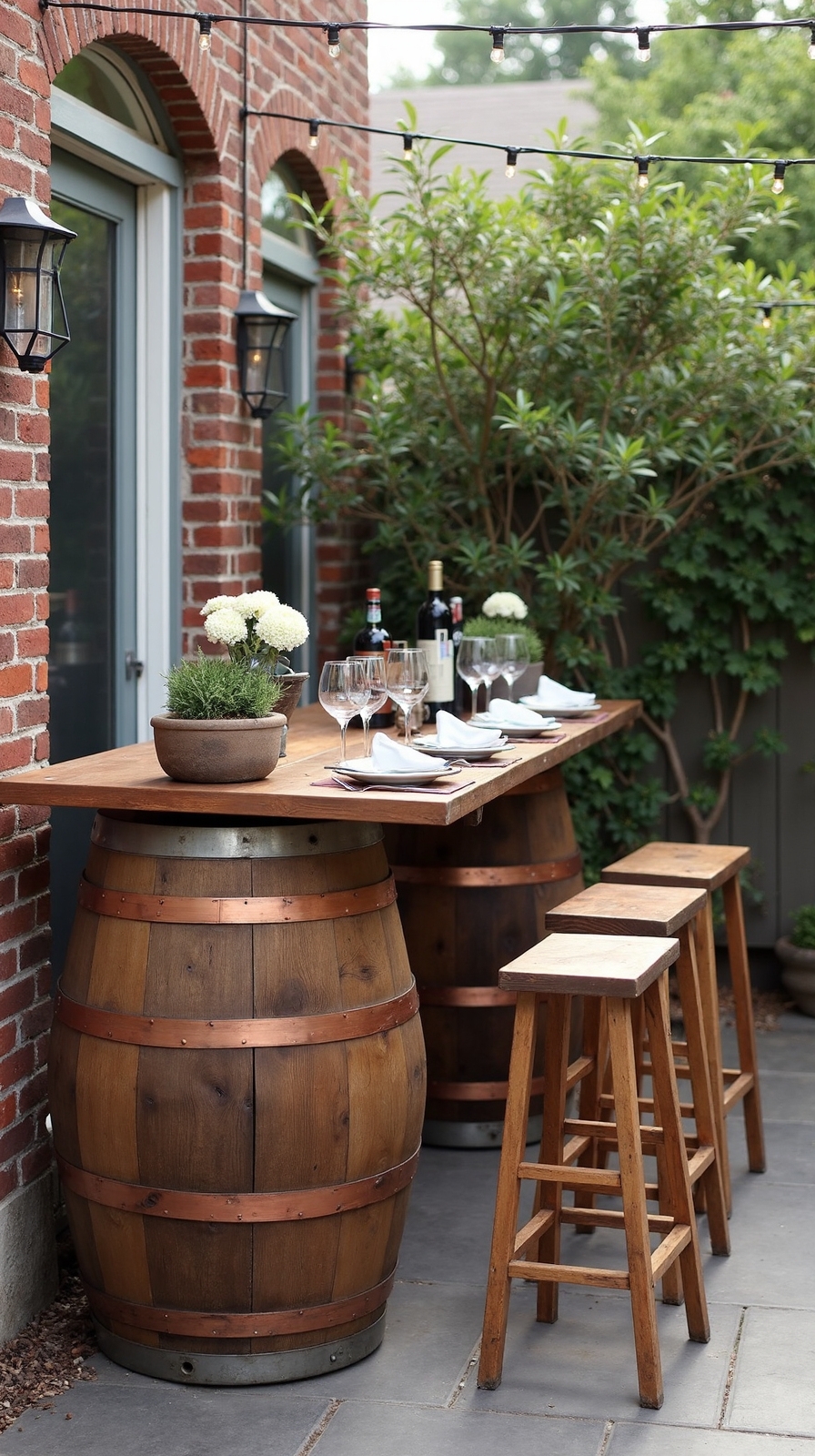 charming rustic wine barrel bar