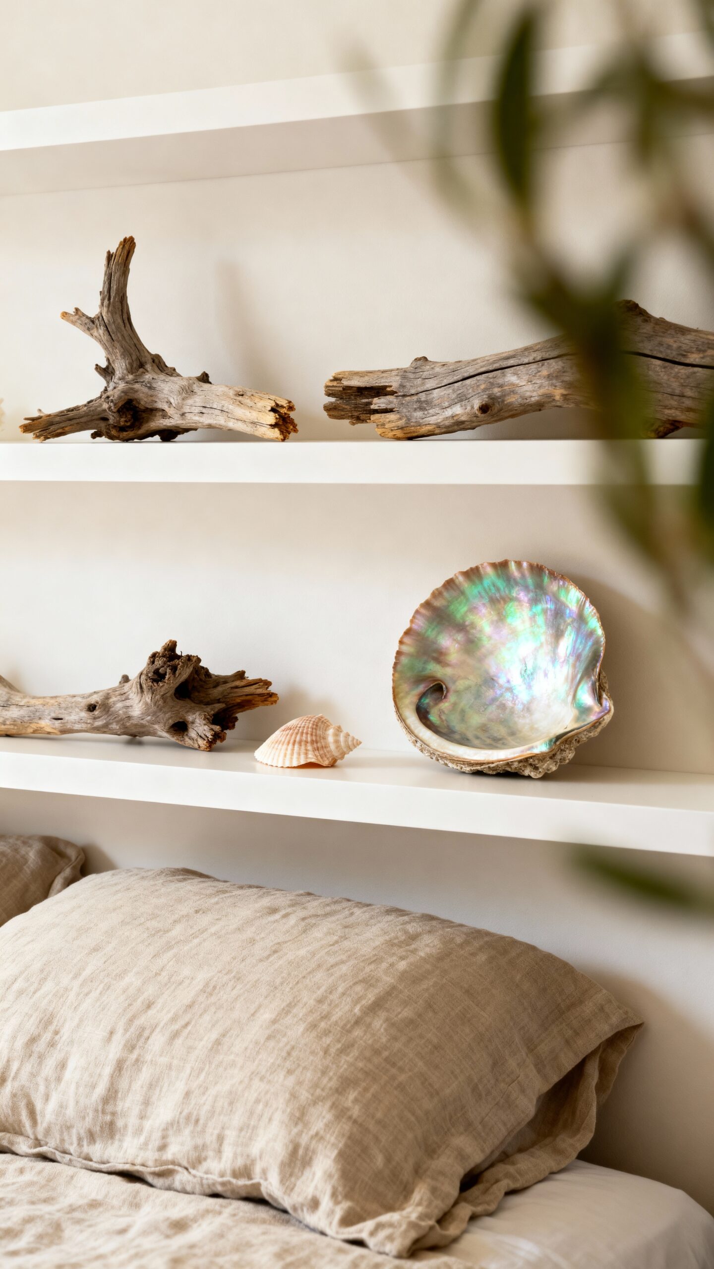 coastal bedroom decor with natural accents