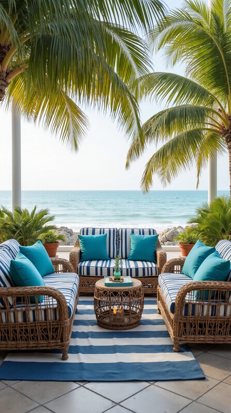 coastal striped cushions nautical retreat