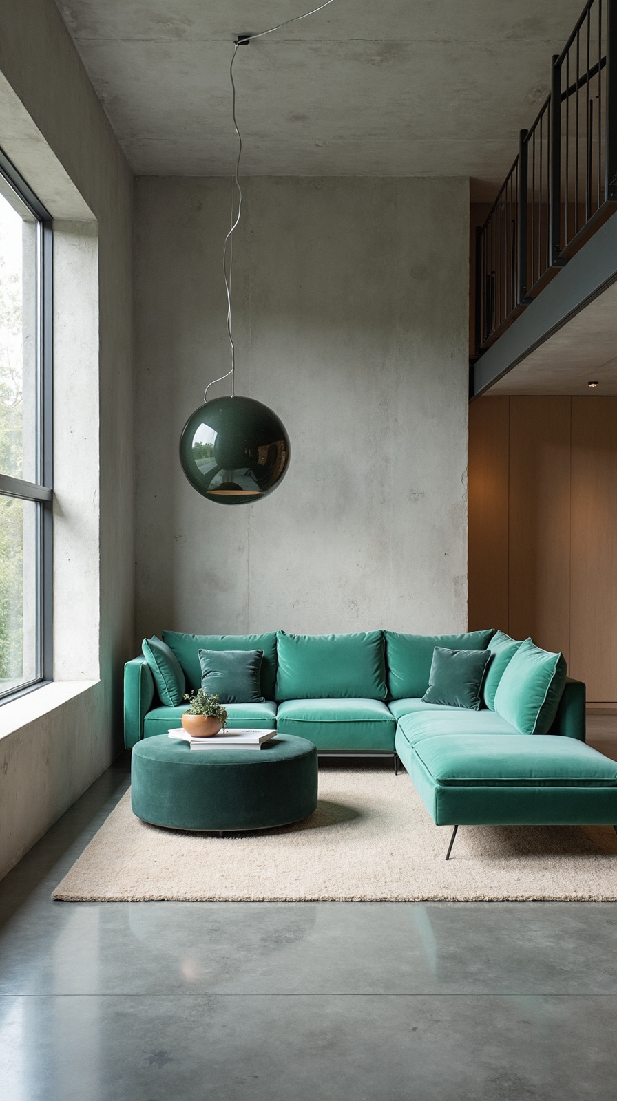 cohesive contemporary seafoam green sectional design