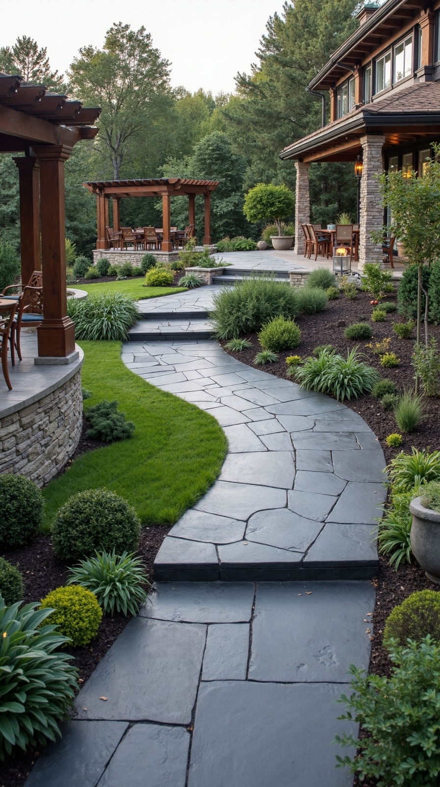 cohesive fluid curved sophisticated slate pathways