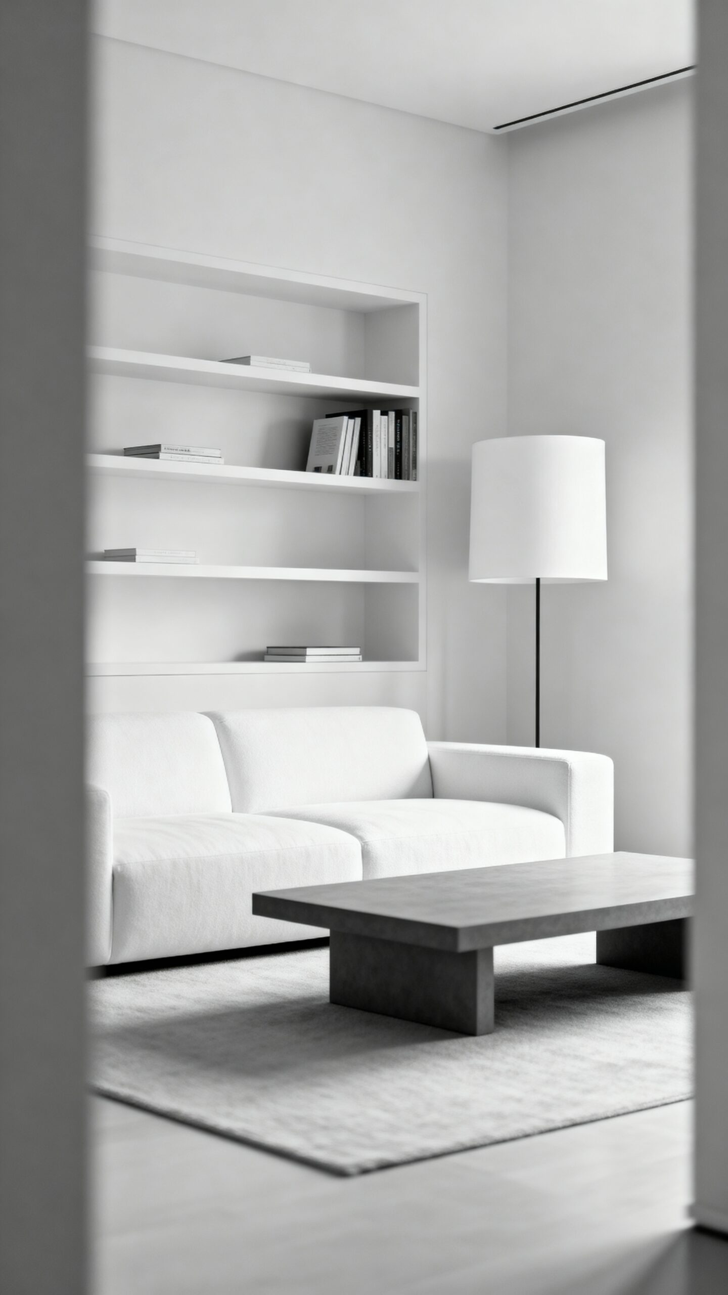 cohesive serene spacious monochromatic decor