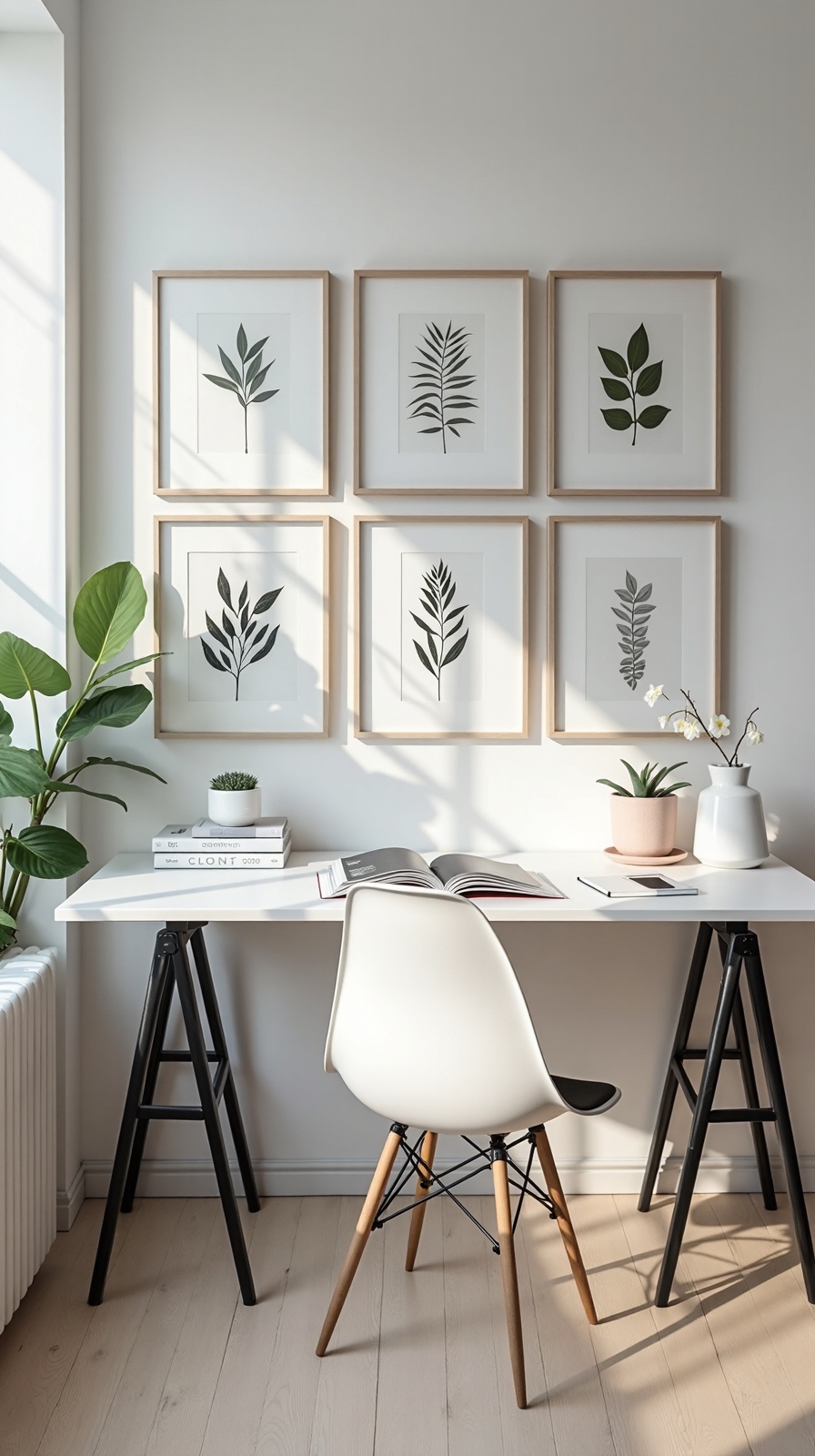 cohesive visual nature inspired office decor