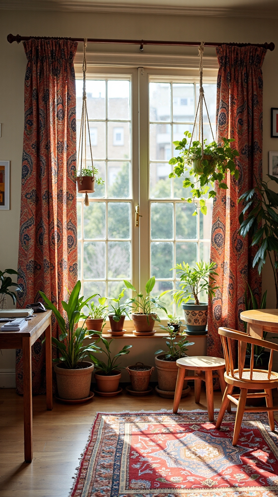 colorful bohemian office window treatments