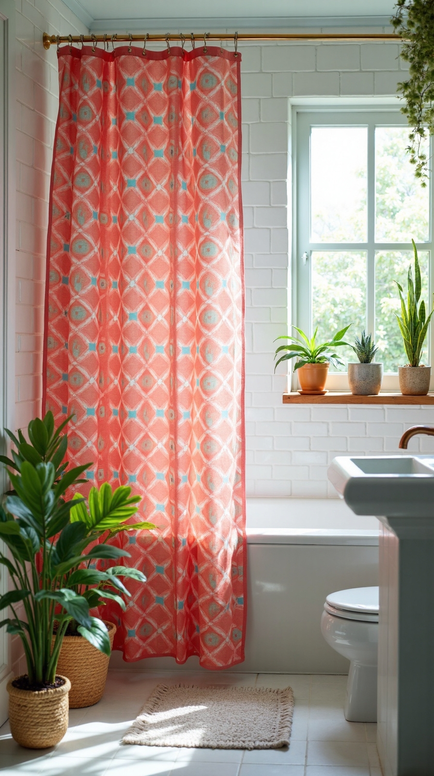 colorful shower curtains define bathroom style
