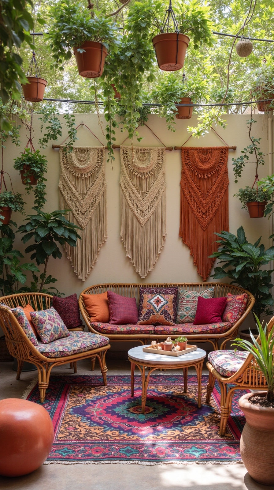 colorful textured boho patio ideas